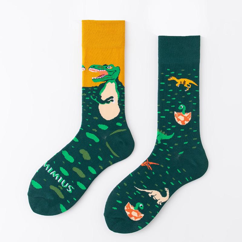 REMOULD Women Fashion Designer Mismatching AB Socks High Quality for Girls Art Crazy Socks With Print Pattern Fancy Cool
