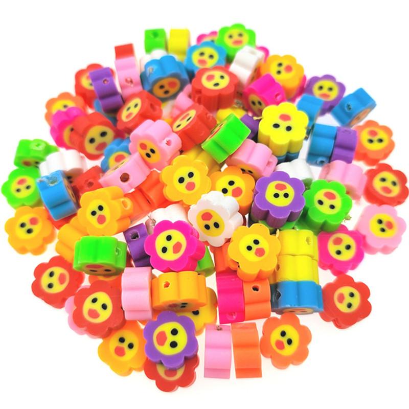 Creative New Spacer Clay Beads Handmade 10Pcs Jewelry Accessories Diy Bracelet For Jewelry Making Round Beads Colorful Soft Ceramics Flower Star