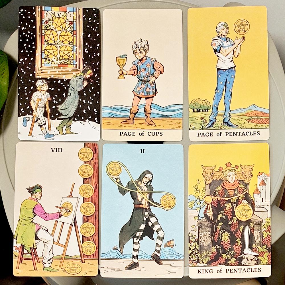 Колода карт Таро JOJO в жесткой коробке, 80 шт. Двусторонние тисненые аниме-карты Таро Колода Таро Bizarre Adventure 12x7 см