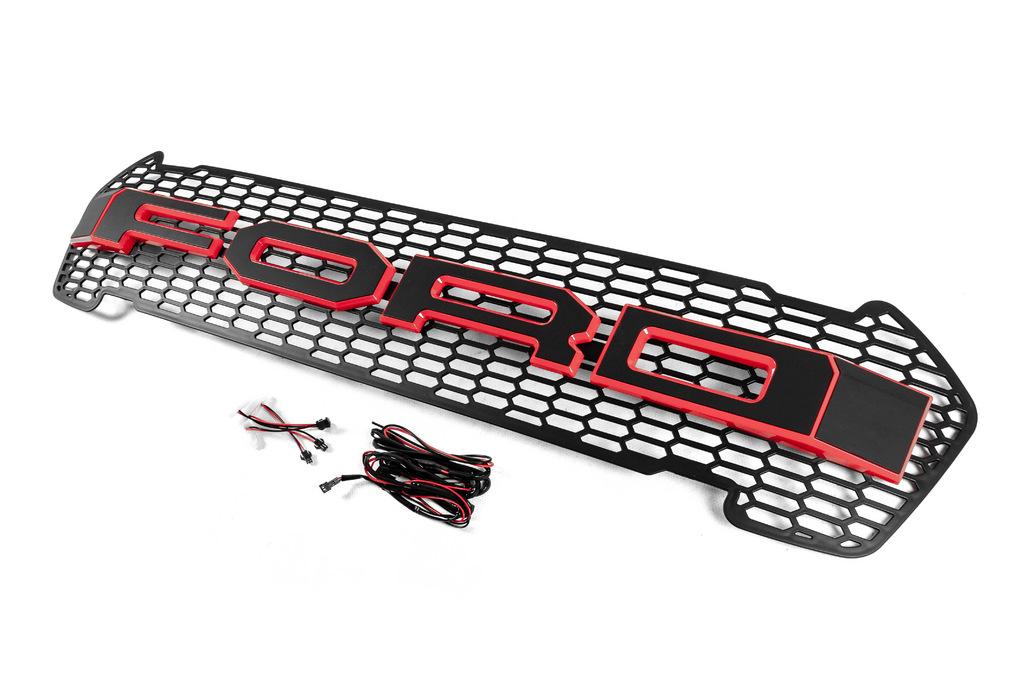 Front Grille (2015-2018, Red, LED) for Ford Ranger