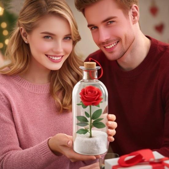 1/2/3 шт. Записываемый голосовой цветок-роза с воспроизведением, пробка, прозрачная стеклянная бутылка для голосовых сообщений с розой внутри, декор для фестиваля, праздничный сувенир, подарок