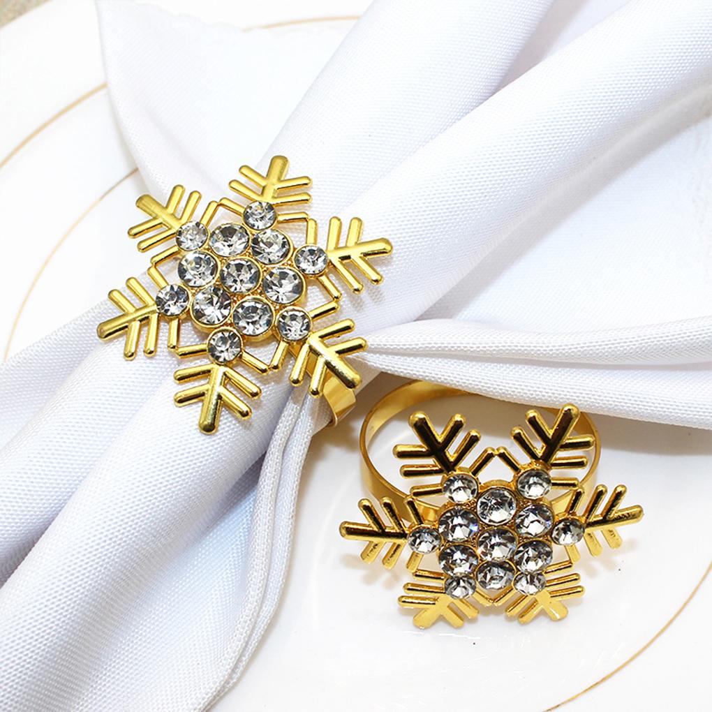 Мерцающие рождественские снежинки кольца для салфеток для элегантного украшения стола сплав кольцо для рта