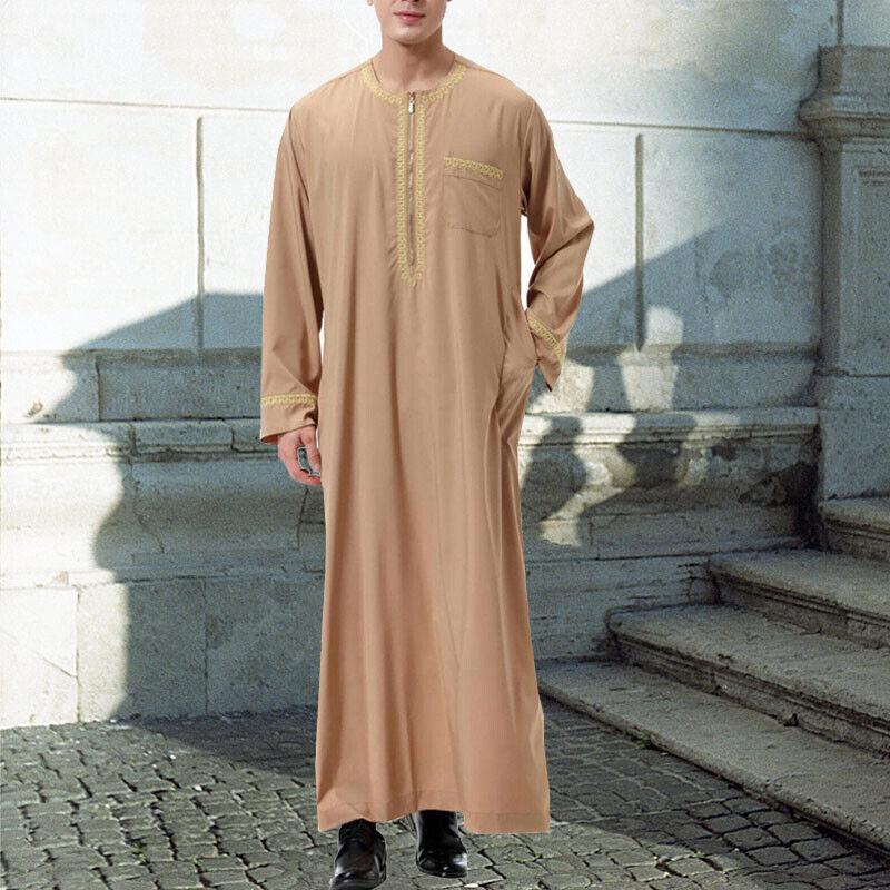 Арабский кафтан тобе исламская длинная рубашка халат мужской кафтан молния арабский пакистан мусульманское платье одежда S-3XL