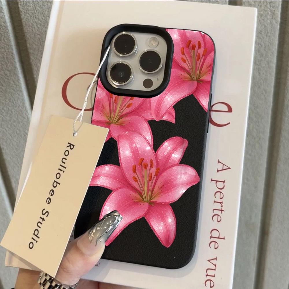 Роскошный Чехол для Телефона с Узором из Кожи Личи 'Gorgeous Luxury Flowers' Для Redmi Note 14 13 12 11 10 9 8 Pro Plus 4G 5G Ударопрочный Чехол