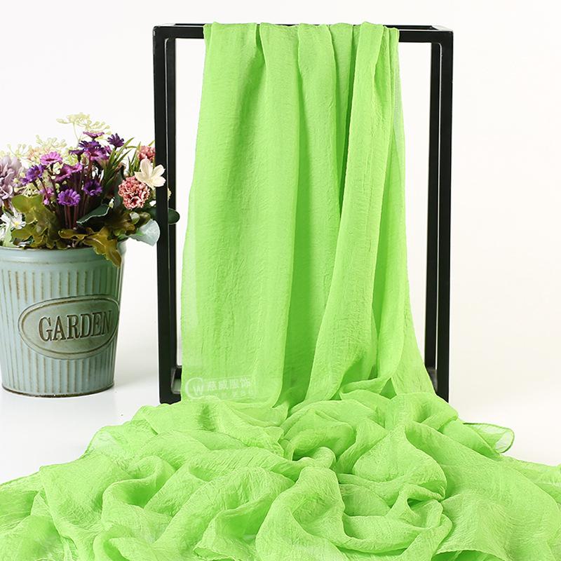 Летний однотонный искусственный шелк, очень большой шелковый шарф, пляжное полотенце для моря, длинный весенне-летний женский шифоновый шарф, плиссированная шаль