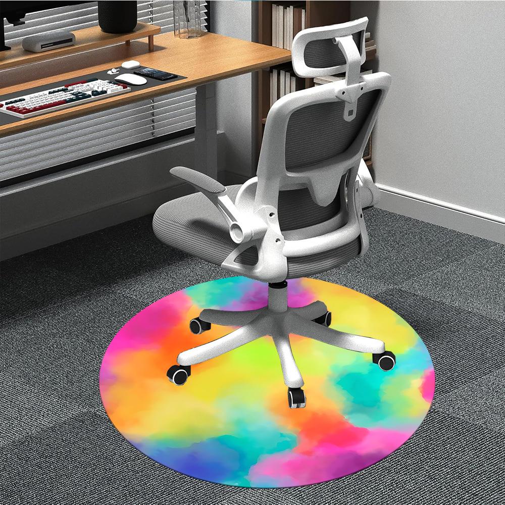 1pc Colorful AbstractChair Carpet for Office, Indoor Non-Slip Washable Polyester Fiber Carpet, Mat For Office, Machine Washable