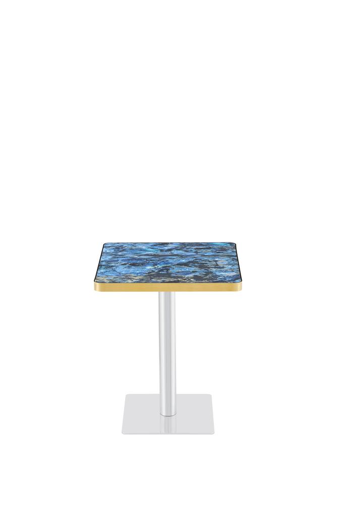 Square Dining Table UV Panel Marble Look Metal Frame Modern