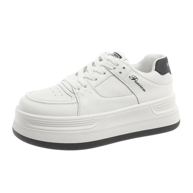 Белые туфли на платформе новая весна повседневная мода универсальные с круглым носком низкие на шнуровке спортивные кеды для скейтборда женские