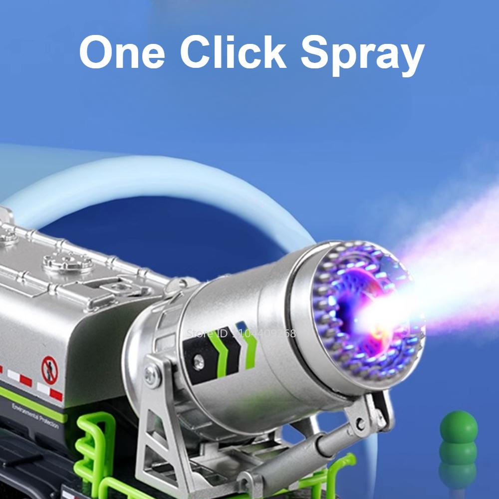 1:32 Spray Truck Model Toy Car Fire Trucks Pull Back Sound Light Doors Opened Metal Diecast Engineering Vehicle Collection Toys