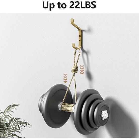 Wall Hook for Hanging Coats - Stainless Coat Hook 5 Pack Wall Mount for Backpack, Bag, Keys and Towel, Double Hook in Closet, Entryway, Door,
