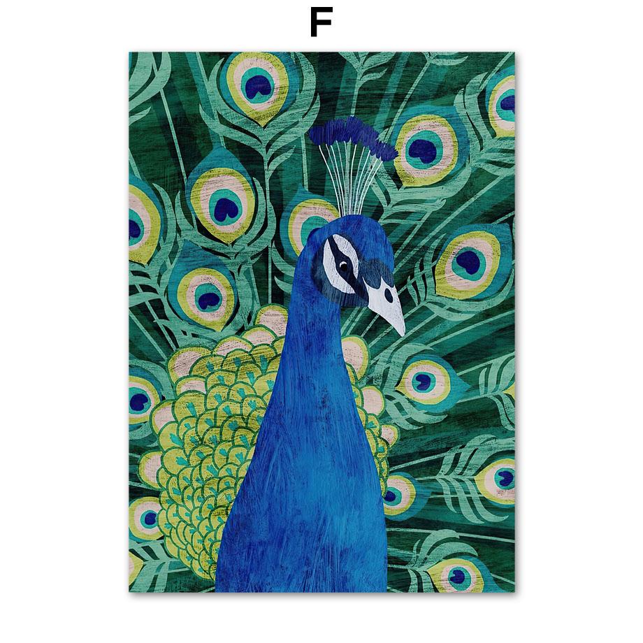 Тропические джунгли Лев Лиса Леопард Кролик Павлин Детская Настенная живопись Печать на холсте Картина на скандинавскую тему Плакат Декор Фотографии Детская комната