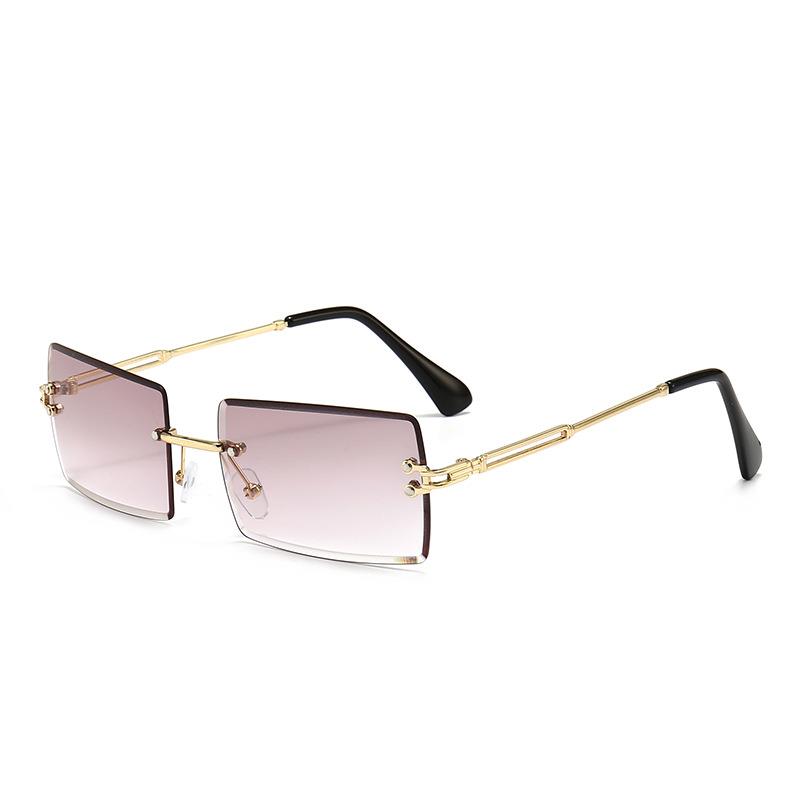Vintage Fashion 2022 New Sunglasses Rimless Frameless Rectangle Shades Gradient UV400 Summer Traveling Sun Glasses for Women