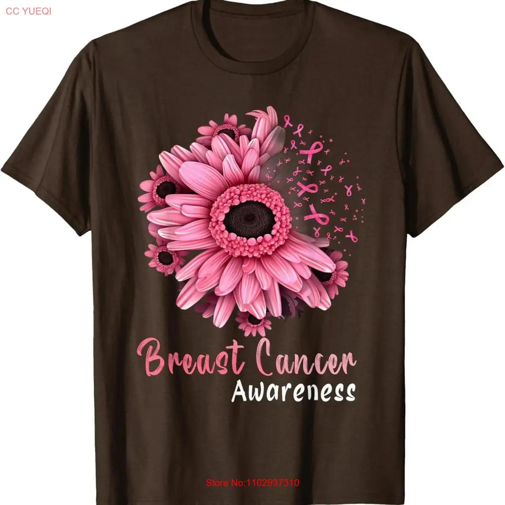 Sunflower Breast Cancer Awareness Pink Ribbon T Shirt Vintage Soft Graphic Stylish Casual Breathable Versatile