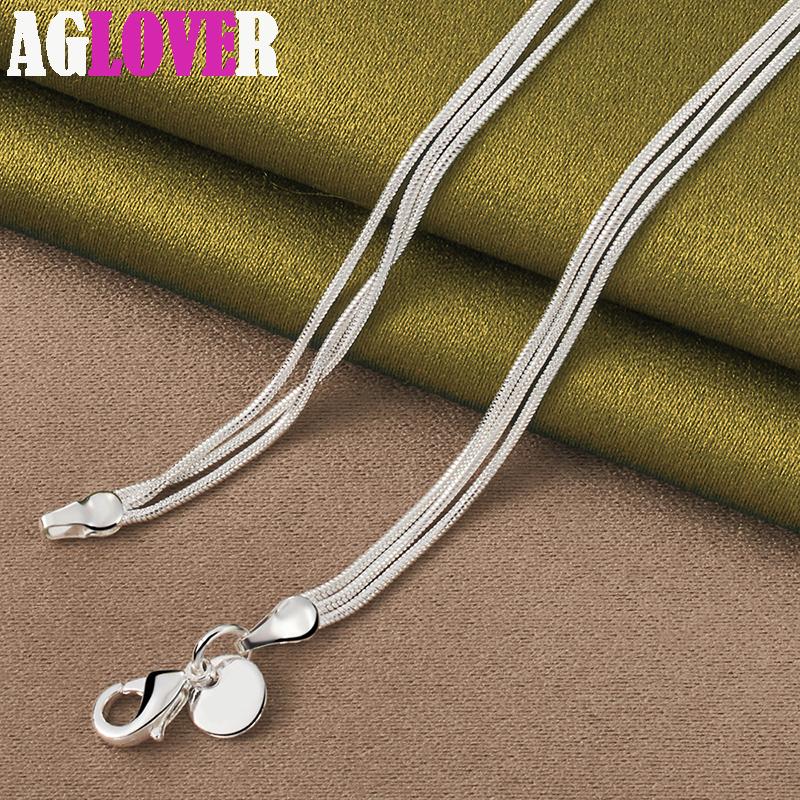 Ювелирные изделия из стерлингового серебра 925 пробы с цепочкой из трех змей, матовое гладкое ожерелье с подвеской