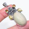 Natural Swiss Green Opal, Citrine 925 Sterling Silver Jewelry Pendant 2.29" E0D12