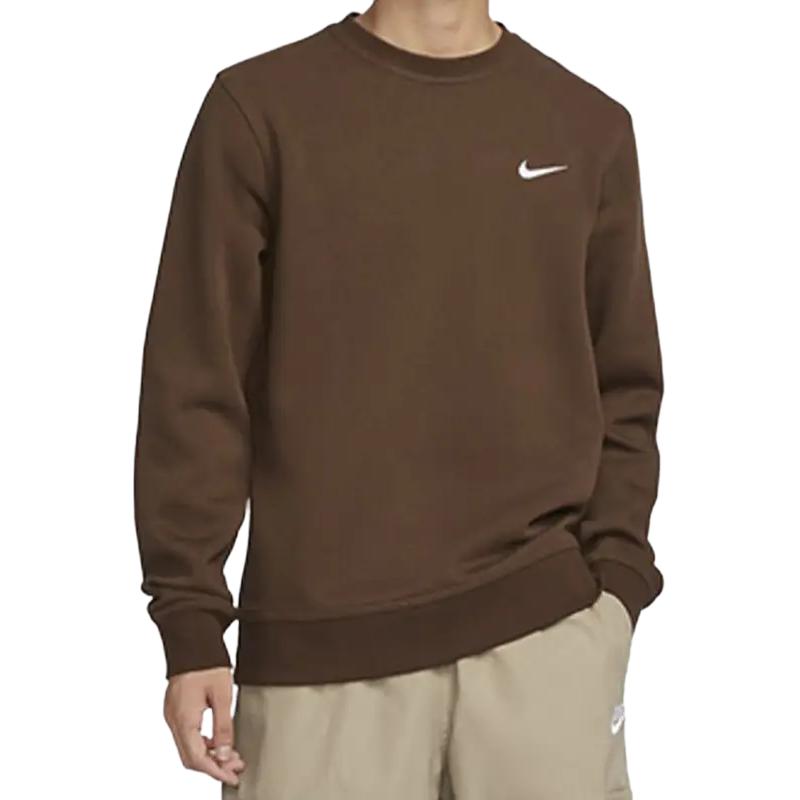 Nike Однотонная толстовка с круглым вырезом и длинным рукавом, мужская толстовка цвета какао-коричневого цвета 623459-227
