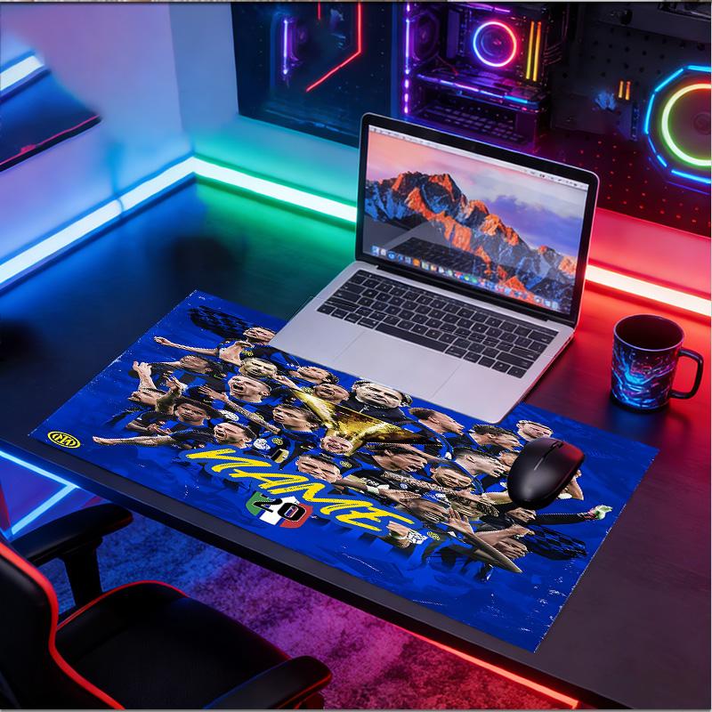 Custom Name Personalized Football Club Internazionale Pattern Mousepad, Laptop PC Desk Mat, Decorative Desk Mat for Home Keyboard Pad Gift