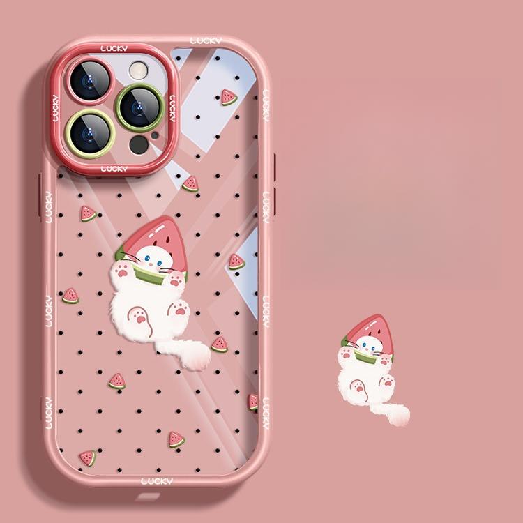 Подходит для чехла для мобильного телефона Apple 15 Летний Iphone14 Милый Фруктовый Кот 13 Силиконовый Противоударный 12 Прозрачный Полный Пакет