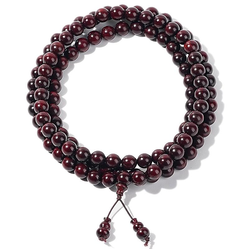Small-leaf Red Sandalwood 108 Beads Buddhist Bracelet - High Density, High Oil, Multi-Strand, Old Material, Cultural Play Design.