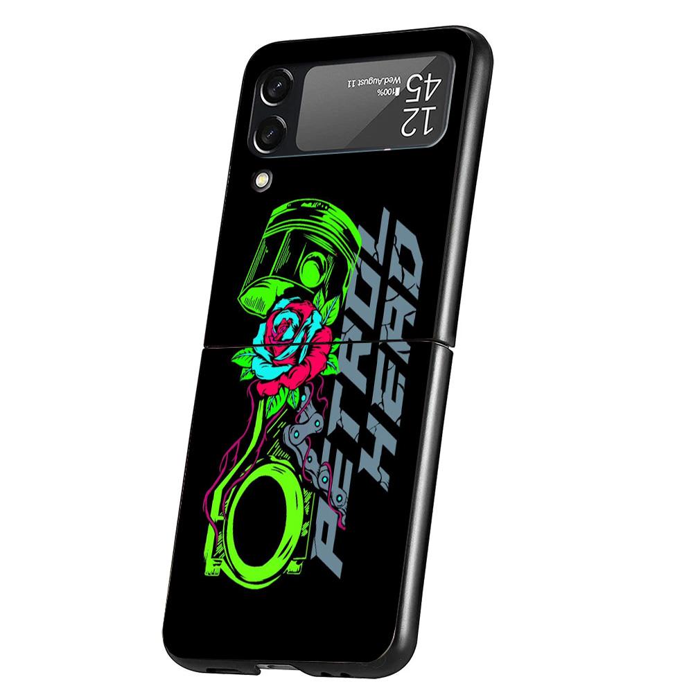 Motorcycle Gear Phone Case For Samsung Galaxy Z Flip 7 6 5 4 3 5G Cover ZFlip7 ZFlip6 ZFlip4 ZFlip5 ZFlip3 Coque Fundas Galaxy Z