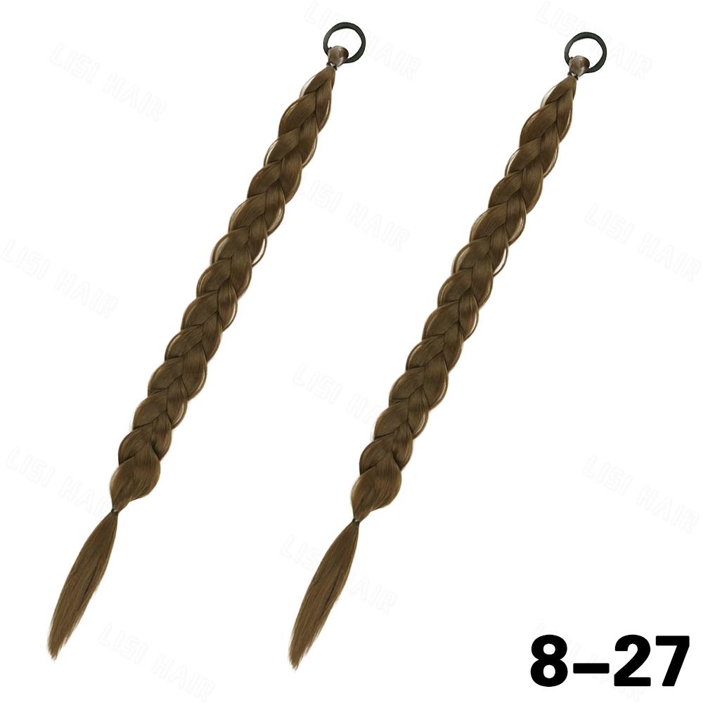 XINRAN 2 шт. синтетические длинные прямые косички для наращивания волос в виде хвостика, резинка для обертывания вокруг поддельных волос для женщин и девочек, повседневная одежда, аксессуары для волос