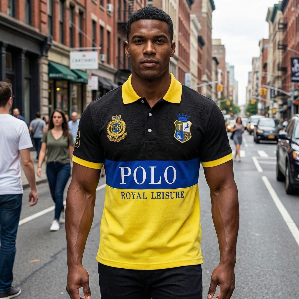 Европейский и американский мужской короткий рукав поло - Британский стиль, спортивный повседневный, хлопок, вышивка, больших размеров