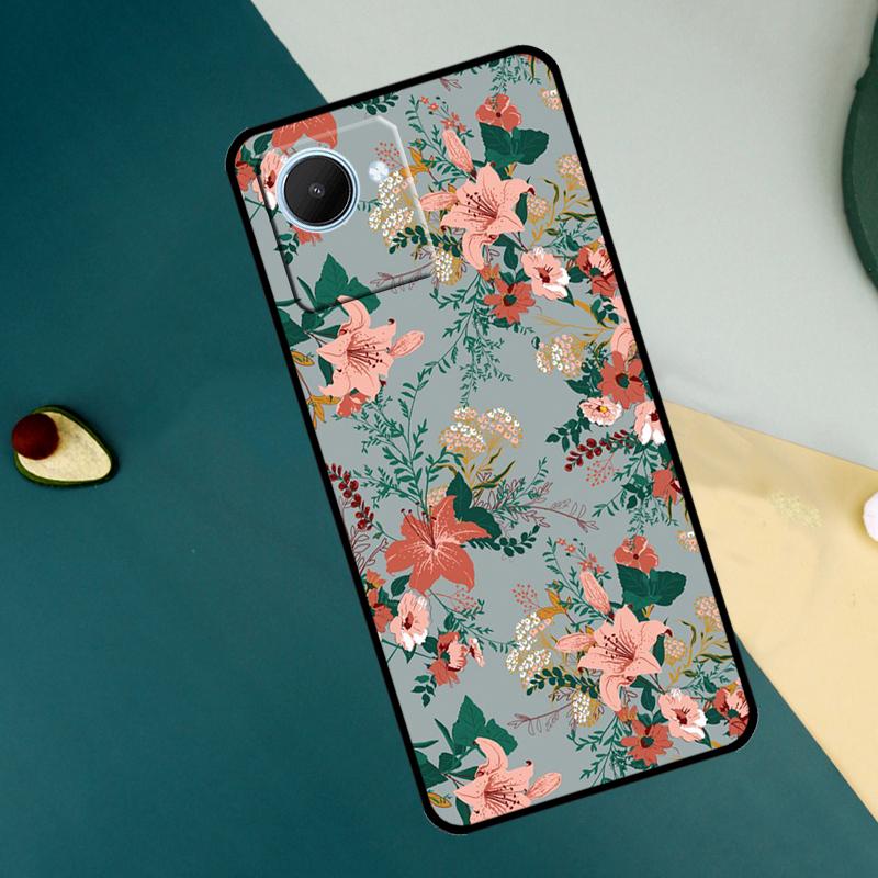 Чехол Painting Flowers Nature Leaves для Realme C63 C61 C71 C55 C67 C51 C75 C65 C53 C35 10 11 12 13 14 Pro Plus GT6 GT7 Pro