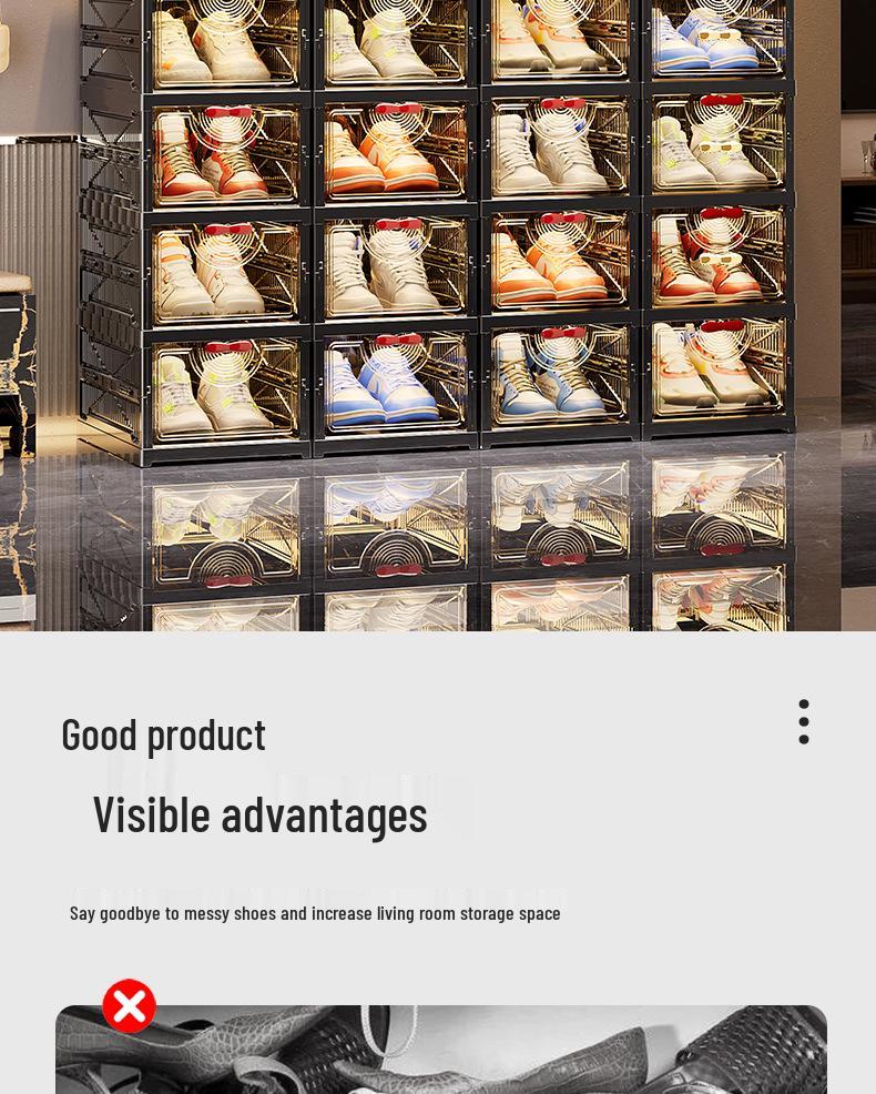 Элегантная складная многоярусная прозрачная обувница: Пылезащитный шкаф для хранения и демонстрации обуви в прихожей