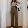 Офисные широкие брюки свободного кроя, прямые брюки, удобные брюки с высокой посадкой, для девушек