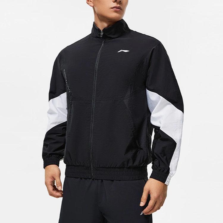 Li-Ning Спортивная куртка серии Fitness с цветными блоками Мужские куртки Черные AFDT385-6