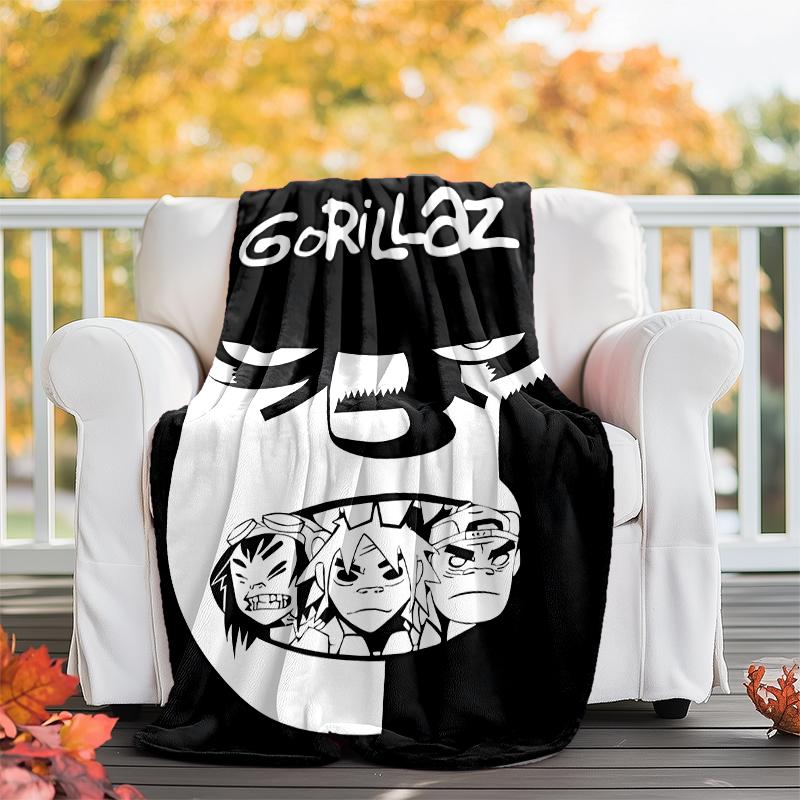 G-Gorillaz band printed blanket—lightweight,soft,warm;versatile blanket all seasons—perfect as &air-conditioning throw,nap blanket