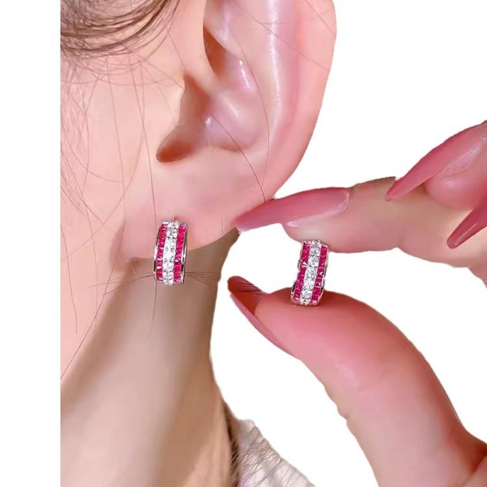 Серьги-гвоздики из красного корунда Роскошная модная оправа с драгоценным камнем Серьги с синим шпинелью для женщин