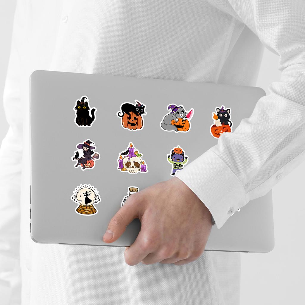 50 Cartoon Halloween Graffiti Stickers Water Cup Mobile Phone Waterproof Decorative Stickers Cute Holiday Stickers