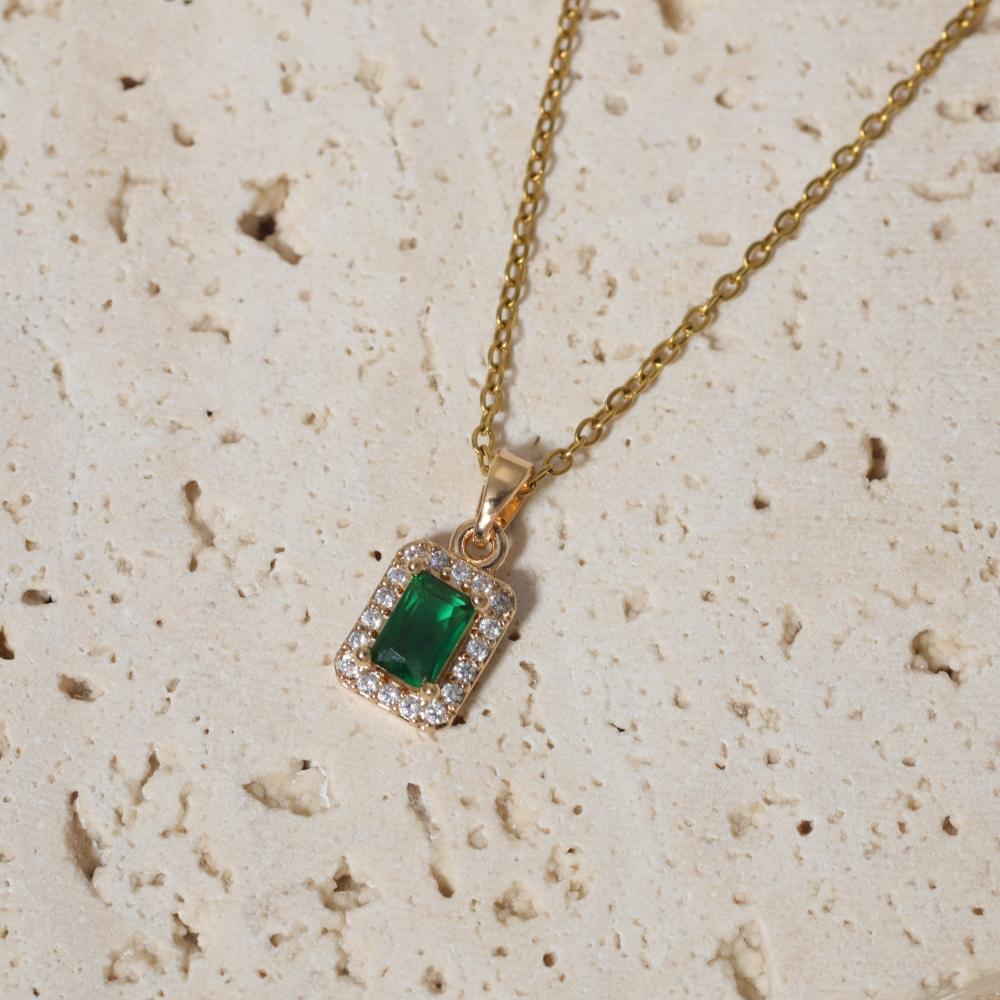 Simple Square Zirconia Pendant Necklaces for Women Stainless Steel Jewelry Party Accessories