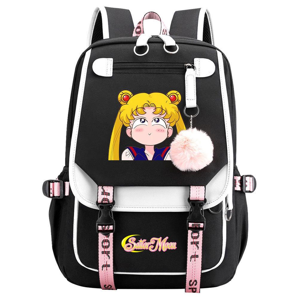 Новый аниме-рюкзак Sailor Moon с USB-подключением для подростков и школьников, мужской и женский, с откидной крышкой.