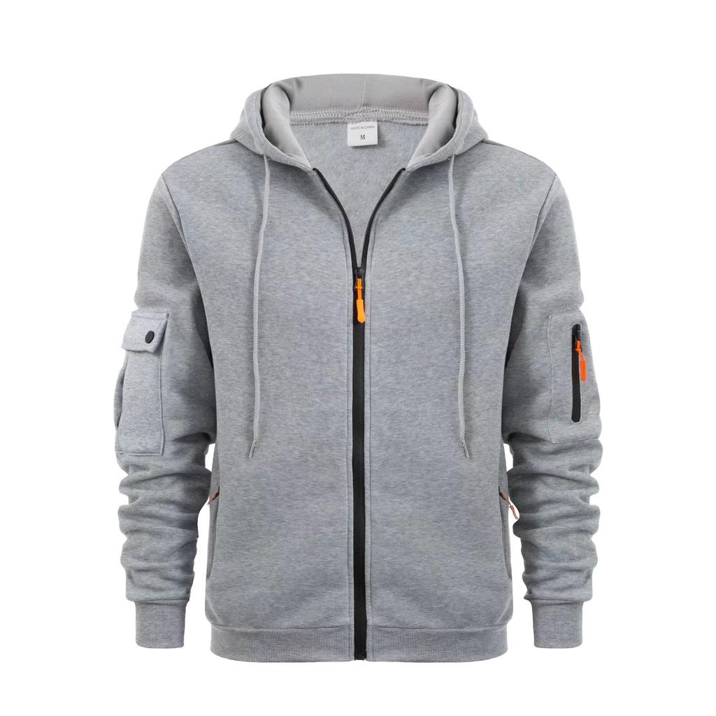 Мужская толстовка с капюшоном на молнии, карманный кардиган, мужская спортивная повседневная толстовка большого размера