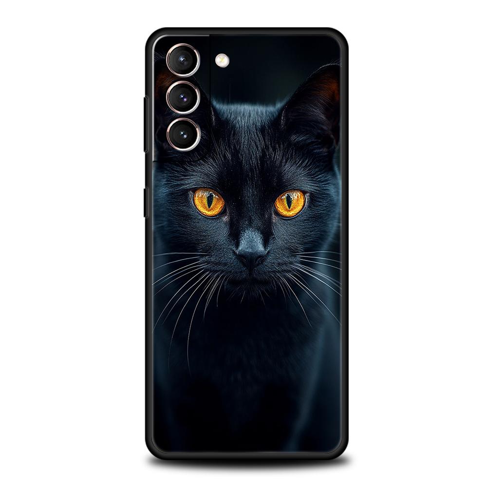 Черный кот Чехол для телефона для Samsung Galaxy S25 S24 S23 S22 Ultra S20 S21 FE 5G S10 S9 Plus S10E Мягкий ТПУ Чехол