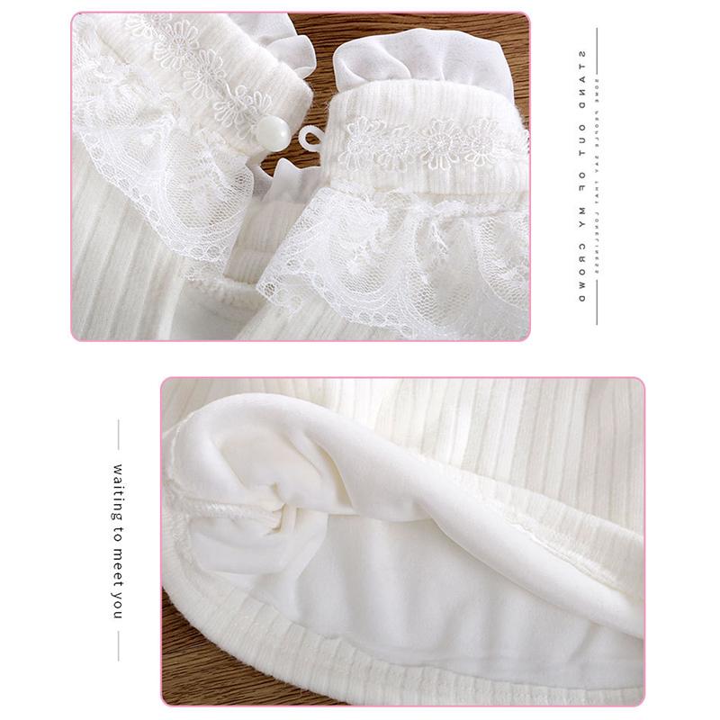 YUBAOBEI Блузки для девочек, белая одежда для маленьких девочек, детская одежда, школьная форма, блузка для девочек, хлопковая детская кружевная рубашка, плюшевый толстый теплый топ, блузки