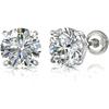 Jewels Prim 1 Ct. Moissanite Stud Screw Back Earrings - 14k White Gold - Sparkling