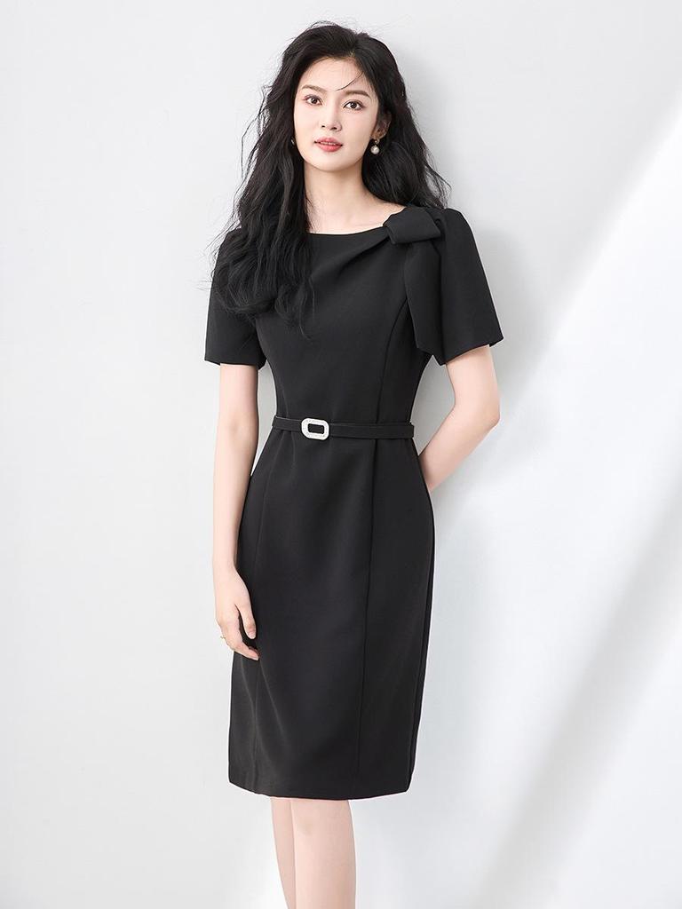 Летнее платье, украшенное бантом в стиле тихой роскоши - Элегантный облегающий талию стиль