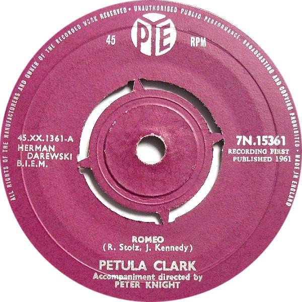 7-дюймовая пластинка ПЕТУЛА КЛАРК Romeo 7N15361 Pye Records 1961 Великобритания Поп Б/у