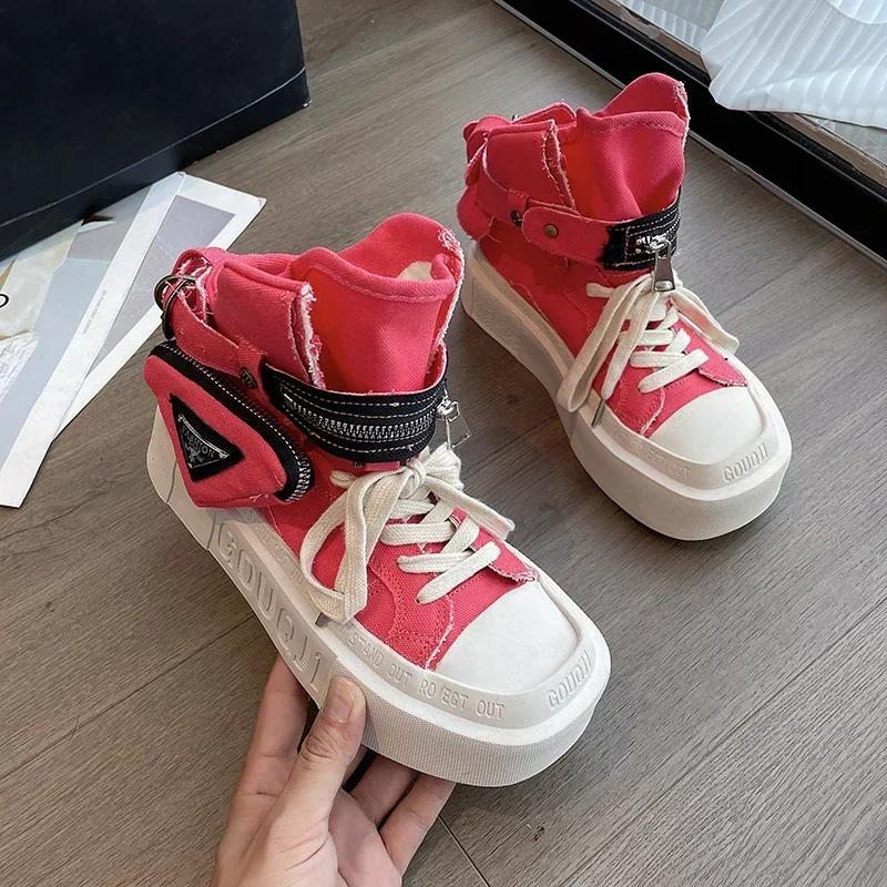 Весна Осень Новые женские ботильоны Модные ковбойские рыцарские сапоги Панк Готика Классические джинсовые парусиновые туфли Короткие готические туфли на платформе