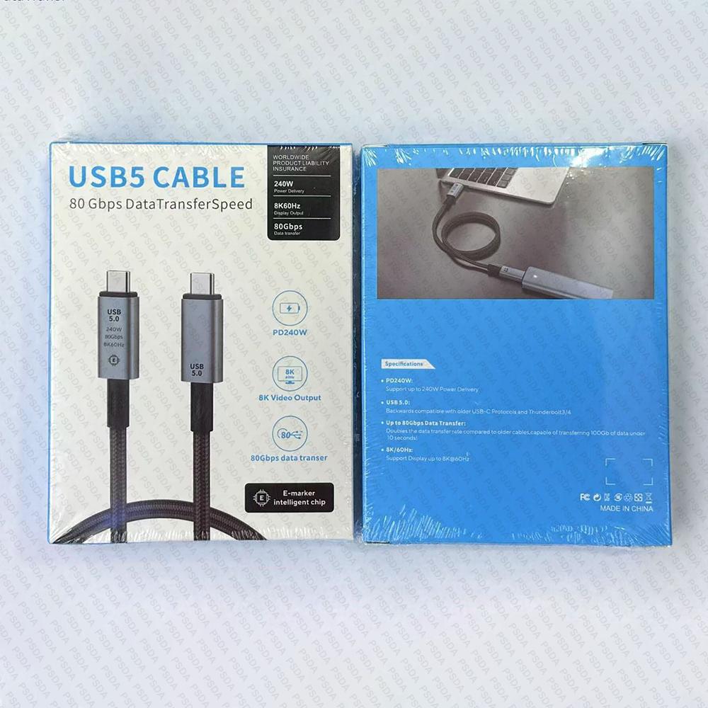 USB4.0 40Gbps Type C to C Cable USB4.0 240W Blazing-Fast Charging Cable 8K60Hz for PS5 Nintendo Switch Galaxy S22 MacBook Pro