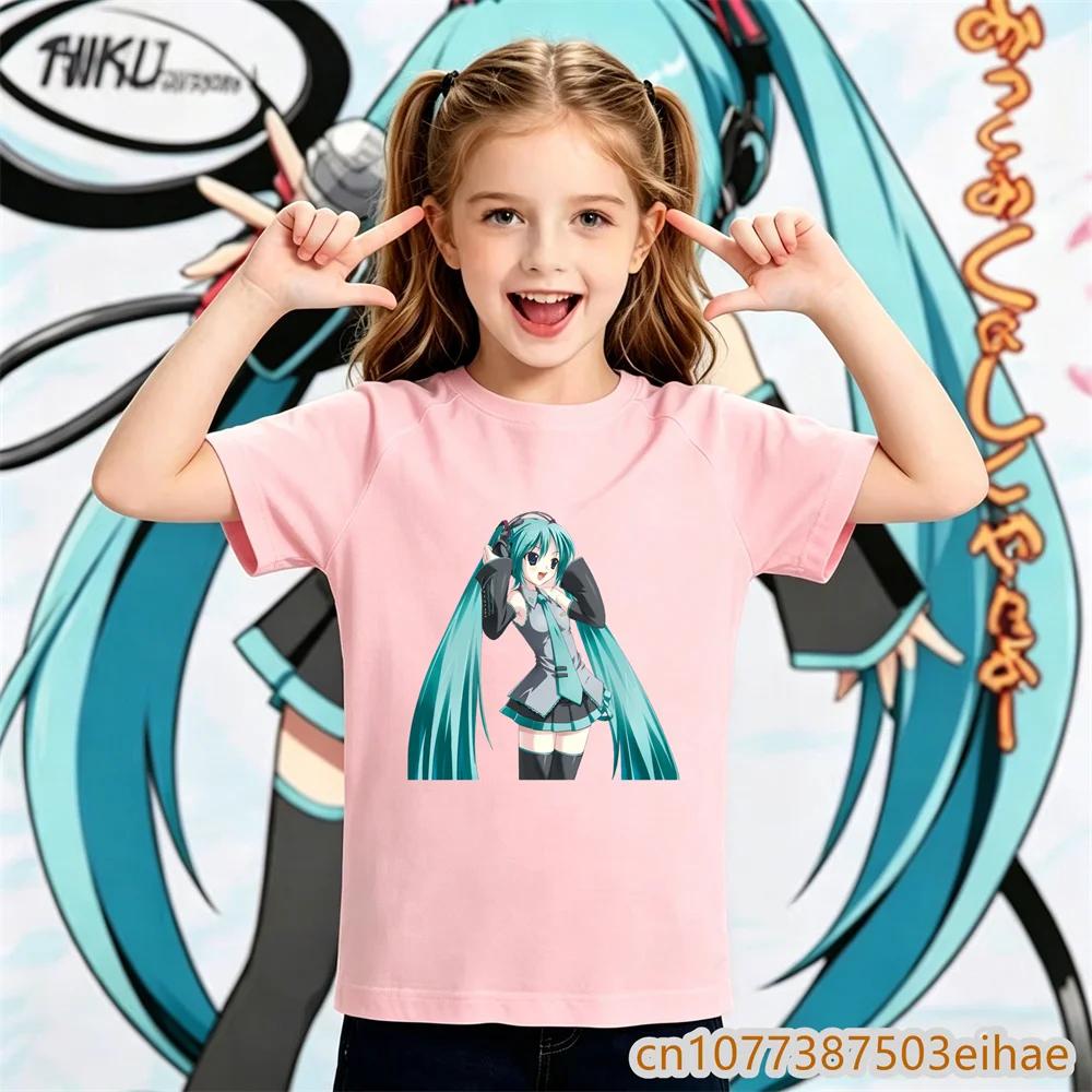 Hatsune Miku Unique Y2K Retro Design T Shirt Loose Printed Short Sleeve Unisex Kids Sportswear Casual Top For Boys And Girls
