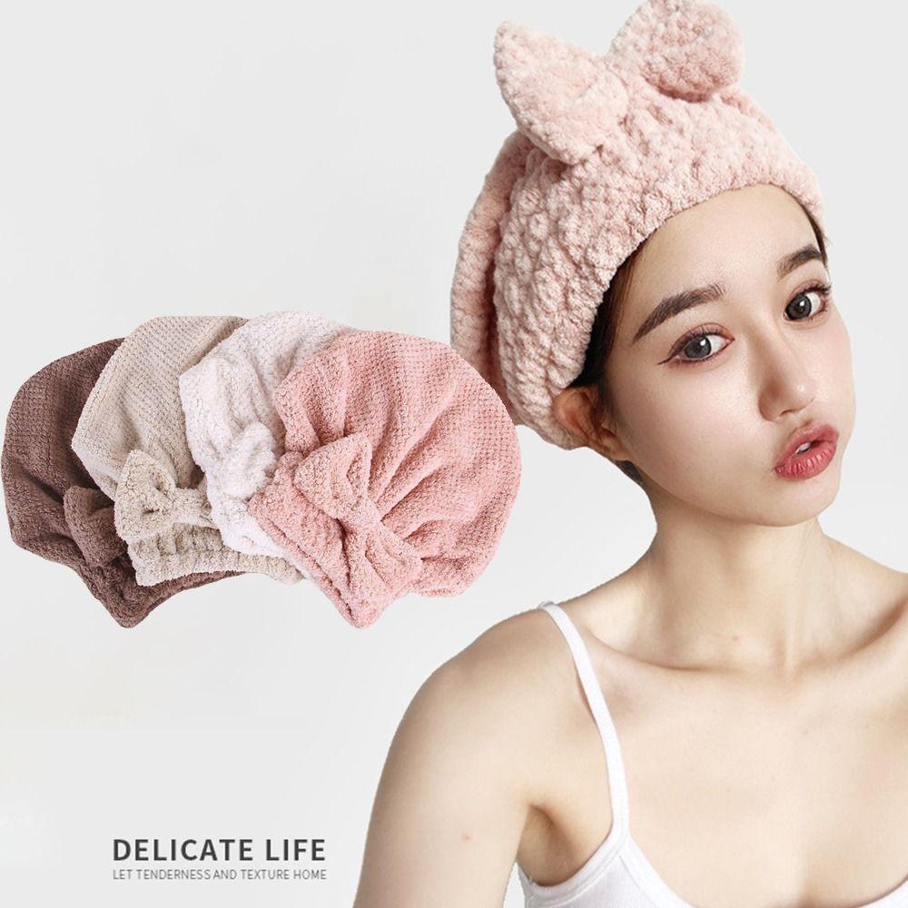Solid Color Dry Hair Hat Absorbent Quick Drying Towel Bathroom Supplies Dry Hair Towel  Women