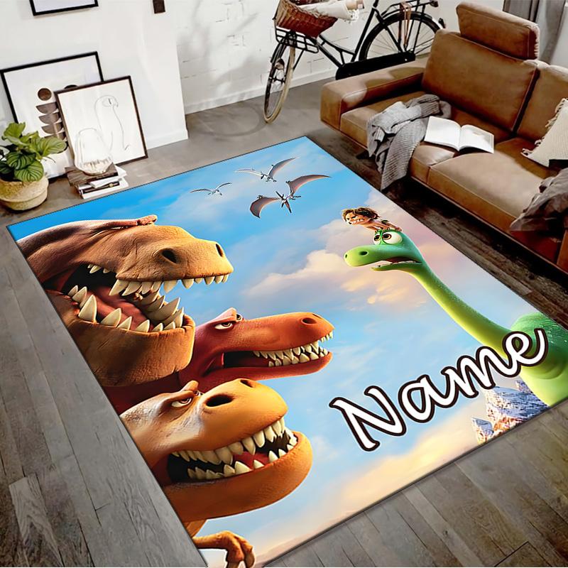 Custom The Good Dinosaur Mat Personalized Name, Polyester Washable Indoor Entryway Rug, Gift for Christmas, Easter, Thanksgiving Day