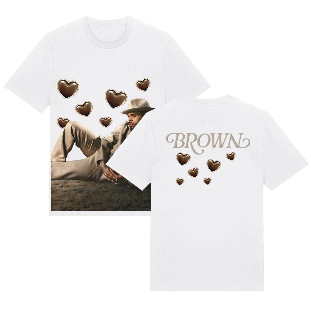 Brown Album Tee Chris Brown Men's Women's Crew Neck T-Shirt Summer Pure Cotton T Shirt Breathable Short Sleeve Tops