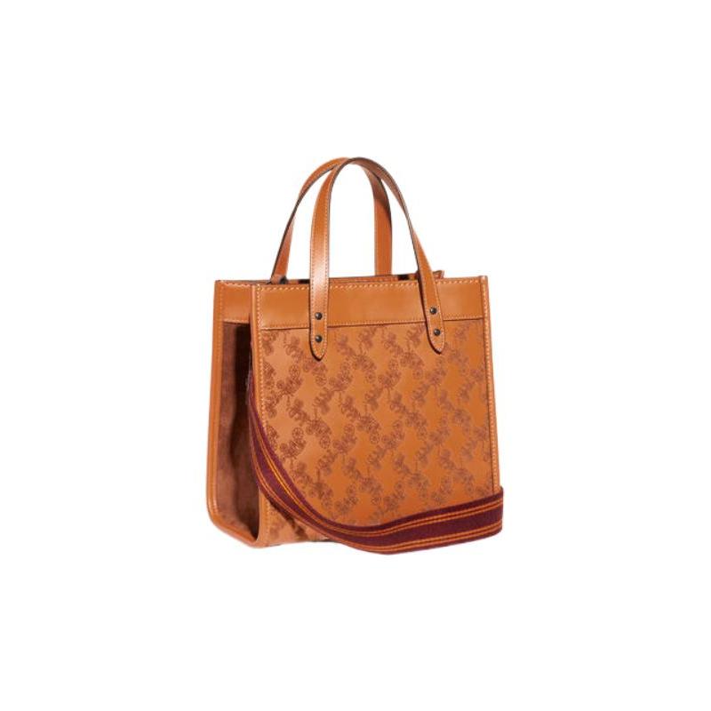 COACH handbag Field 22 Classic Carriage Print Snap Button Closure Detachable Shoulder Strap Cow Leather Tote Bag Tote Bag Shopping Bag Hand-held