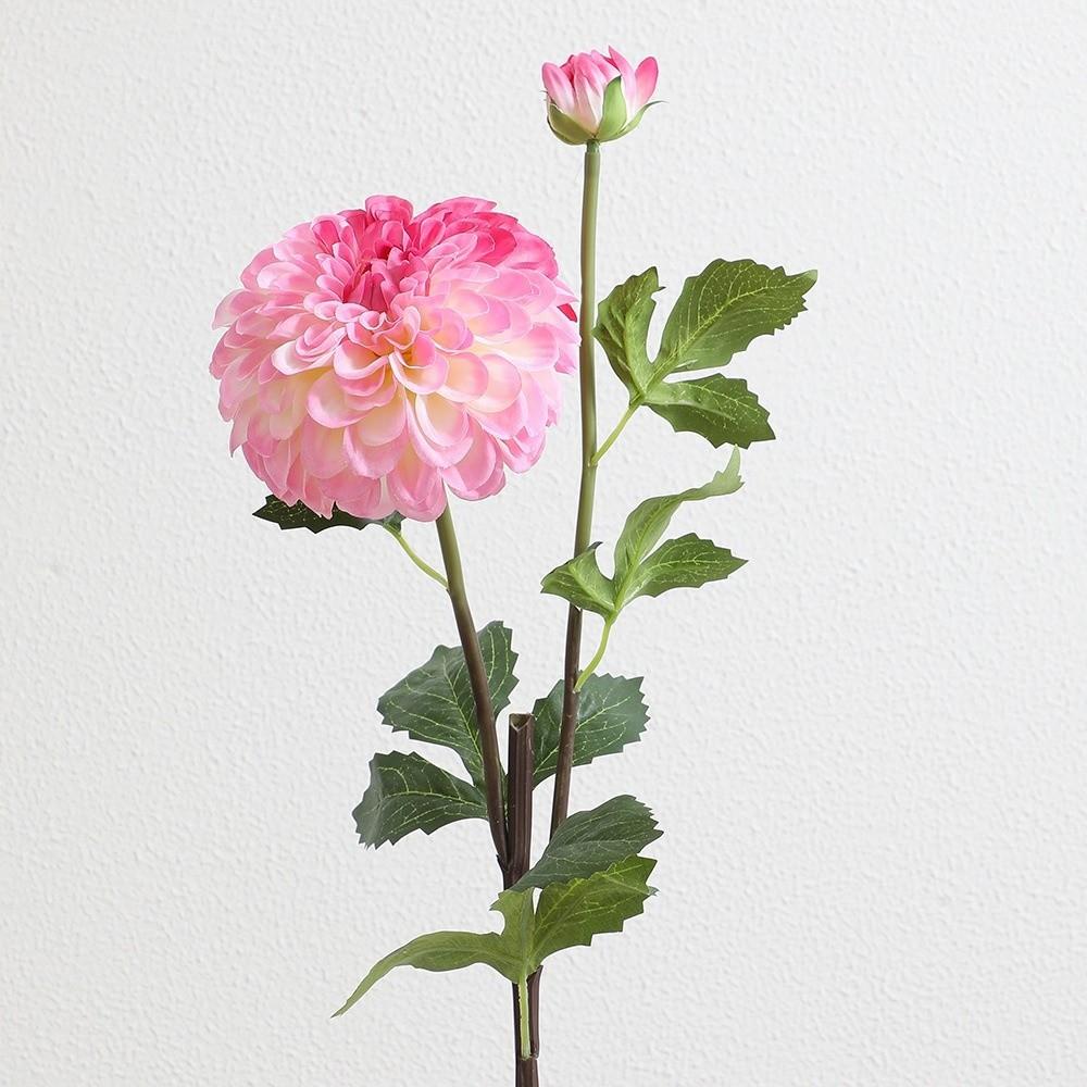 Pink Artificial Dahlia Flowers 2 Heads Artificial Faux Plants Home Decoration