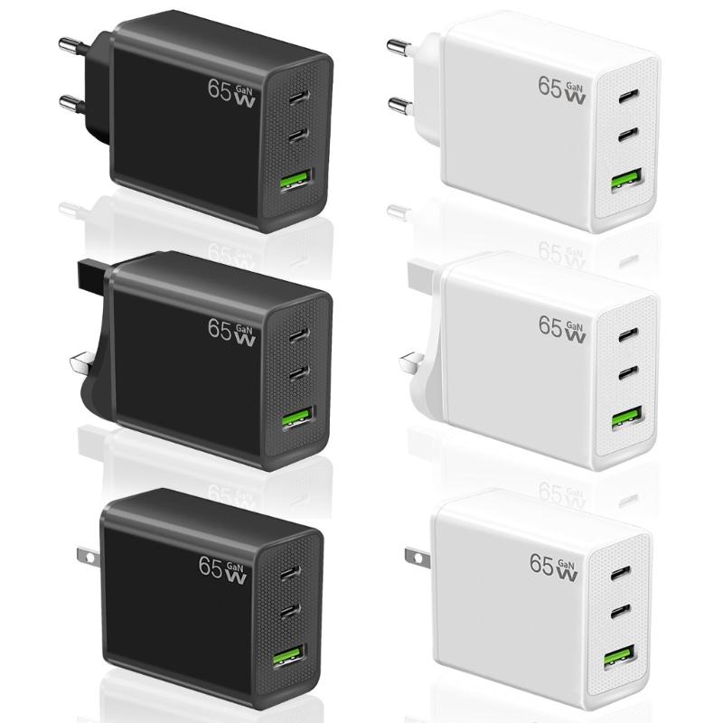 65-ваттный USB Type-C адаптер питания, 3-портовый адаптер быстрой зарядки, настенный адаптер, совместимый с серией телефонов 15